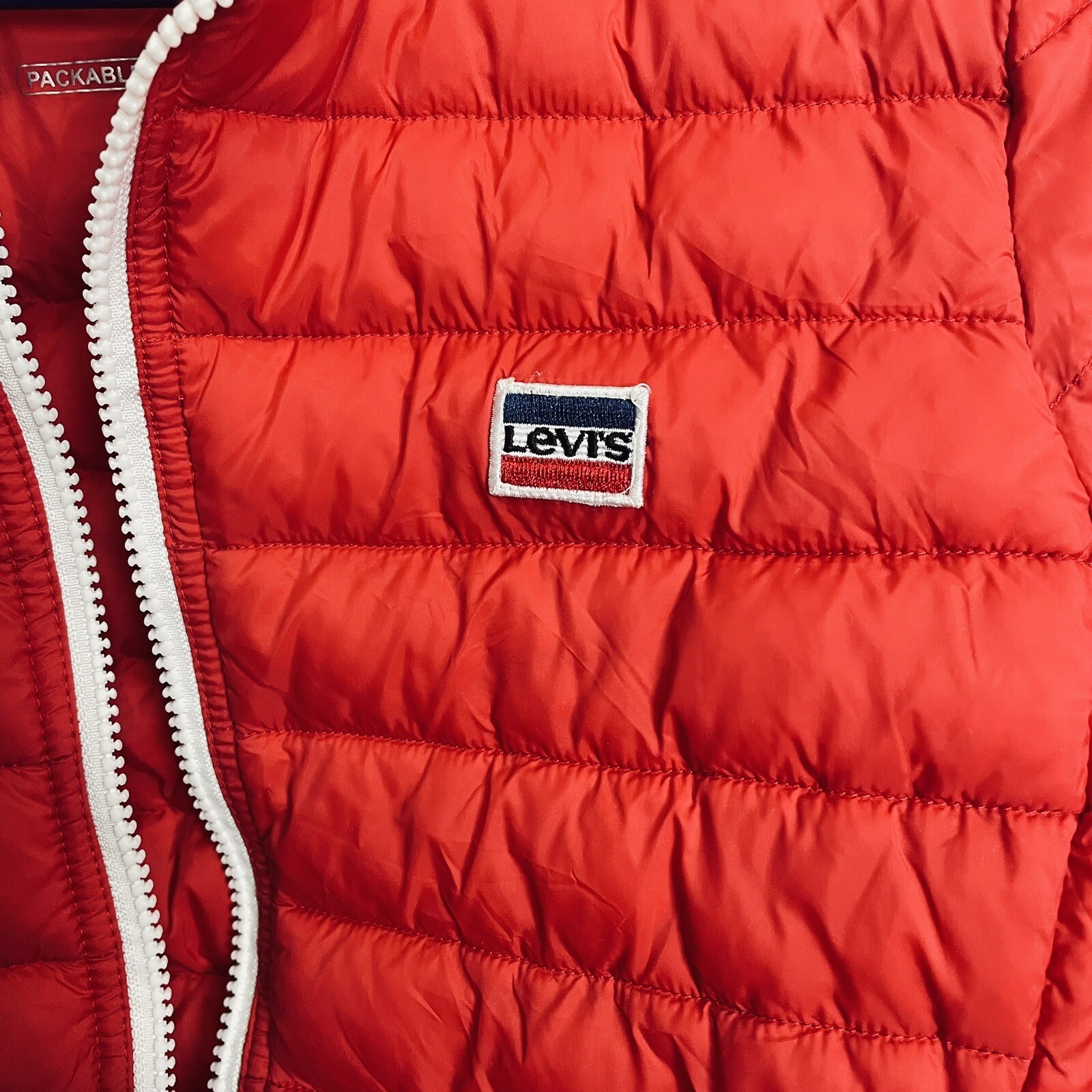 Levis Puffer Jacket RED  Packable Full Zip Quilte… - image 3