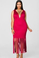 Abito aperto eco pelle scamosciata aderente nudo Midi Faux Suede Bodycon Dress M