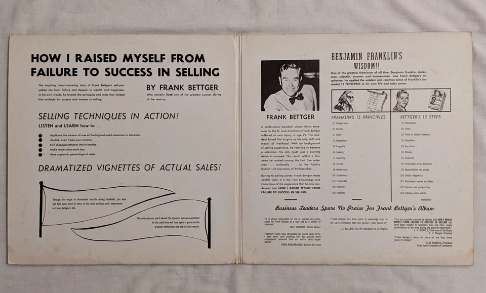 Frank Bettger HOW I RAISED MYSELF FROM FAILURE TO SUCCESS gatefold 2X LP Mad Men - Image 3 of 4