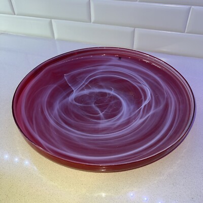 Sea Glasbruk Sweden großer Glasteller Schale von Jon Eliason RAR rot 40 cm x 5 cm