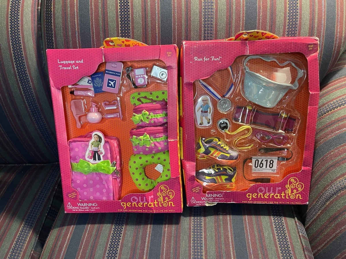 New in Box Our Generation Run For Fun and Luggage And Travel Set