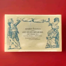 Antique Trade Card Quirin Vogel's Fine Boots And Shoes New York Ladies And Gents