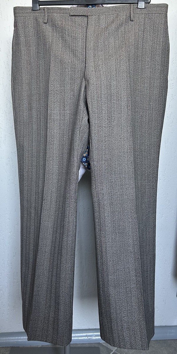 Mens Trousers Wool Trousers Grey Trousers With Stripe Men's 1960s