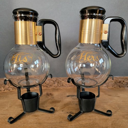 Vintage Silex Coffee Carafe His Hers MCM HEAT glass prop 1960s wedding gift