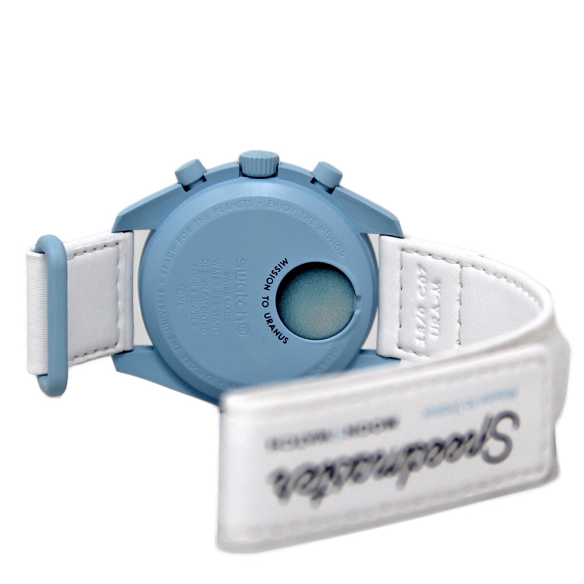 OMEGA Swatch Uranus Speedmaster BRAND NEW SO33L100 Baby Blue OMEGA Swatch Uranus Speedmaster BRAND NEW SO33L100 Baby Blue