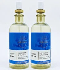 2 Bath & Body Works Aromatherapy Simply Relax LAVENDER VANILLA Oils Mist 5.3 oz