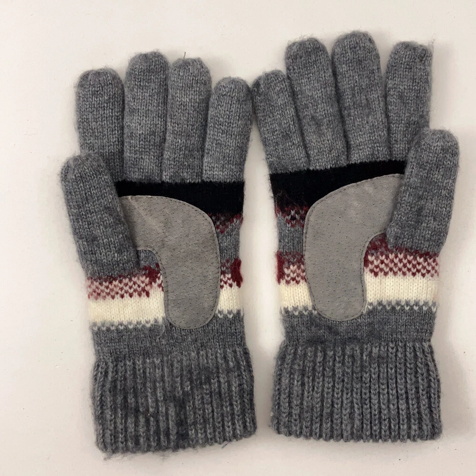 Guantes de Invierno Isotoner Gris Tejido con Forro Rojo Blanco Negro Patrón Foto 2 de 4