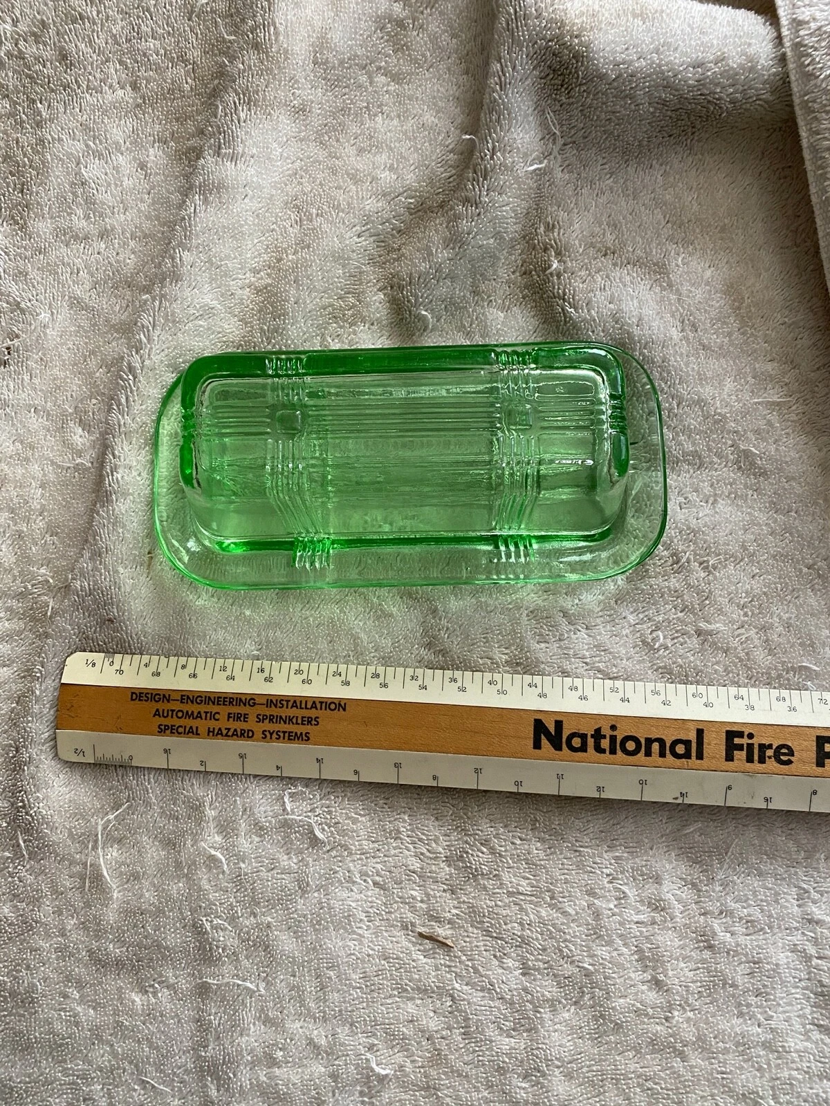 Green Glass Covered Butter Dish & Lid