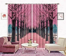 3D Pink Grass Trees ZHUA3019 Photo Curtain Window Blockout Fabric Amy 2023