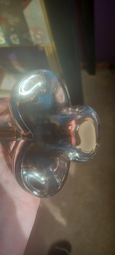 Chalet of Canada 1960's Hand Blown Green Clear Glass Vase Original Sticker 10.5" - Picture 9 of 16