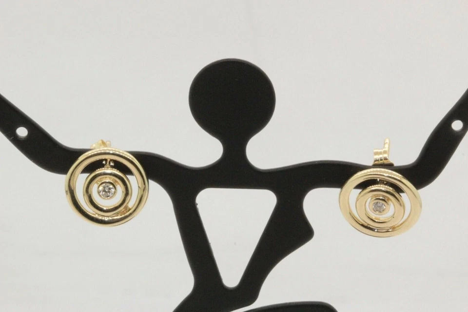 Aretes vintage de oro amarillo de 14 k con halo de diamantes joyería Swarovski Foto 4 de 4