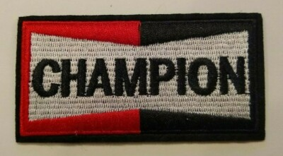#ad #ad Champion Spark Plugs PATCH Embroidered 3 1 2quot; x 1 3 4quot; Iron Sew Ships FREE $4.75