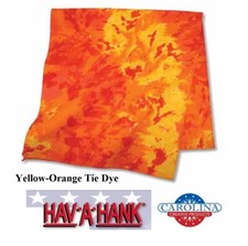 Hav-A-Hank YELLOW ORANGE TIE DYE Batik BANDANA COTTON Head Neck Wrap Band Scarf