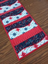 Patriotic Table Runner Quilted Topper Mat Red White Blue Country Americana Decor