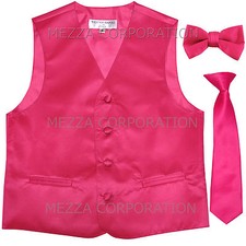 New Kids boys formal tuxedo vest necktie  bowtie Hot Pink US Size 2-14 Wedding