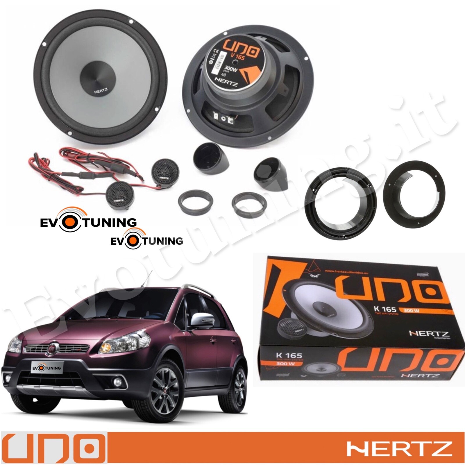 Kit Casse Posteriori Hertz K 165 per Fiat Sedici | 300W Max