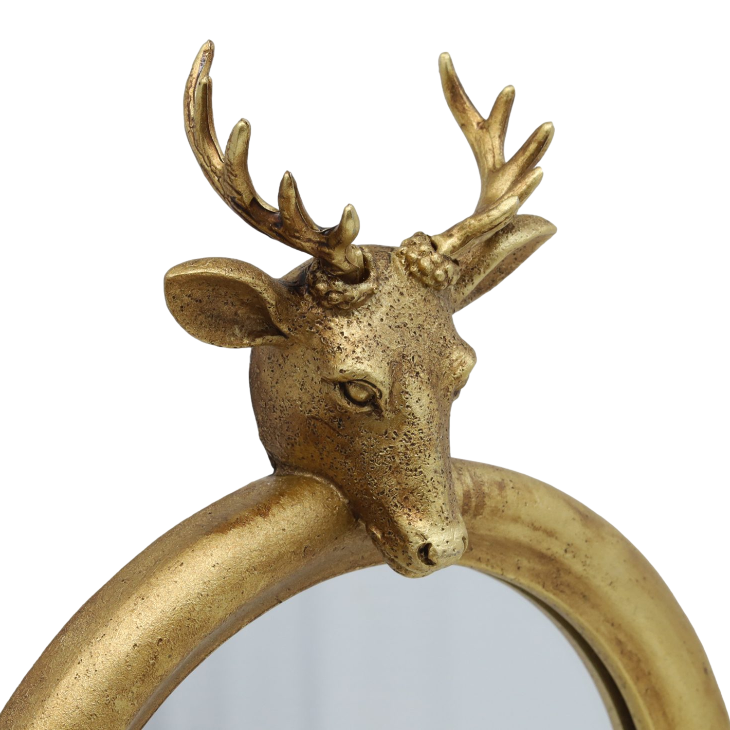 Mirror Wall Hook Gold Finish Stag Head Antlers Hanging Display Home