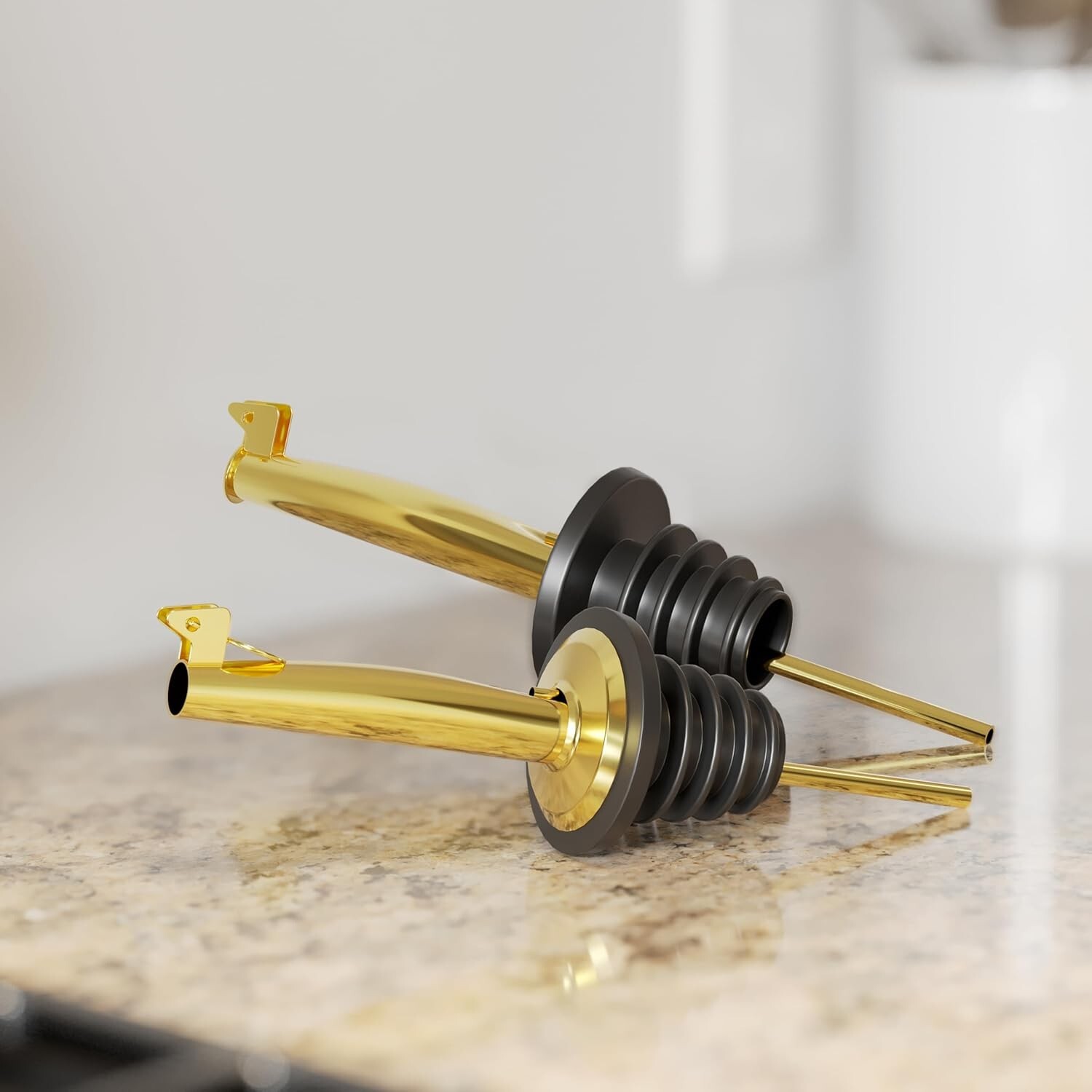 Elegant Gold Glass Oil Dispenser Set - 4-Piece Leak-Proof Kitchen Bottles