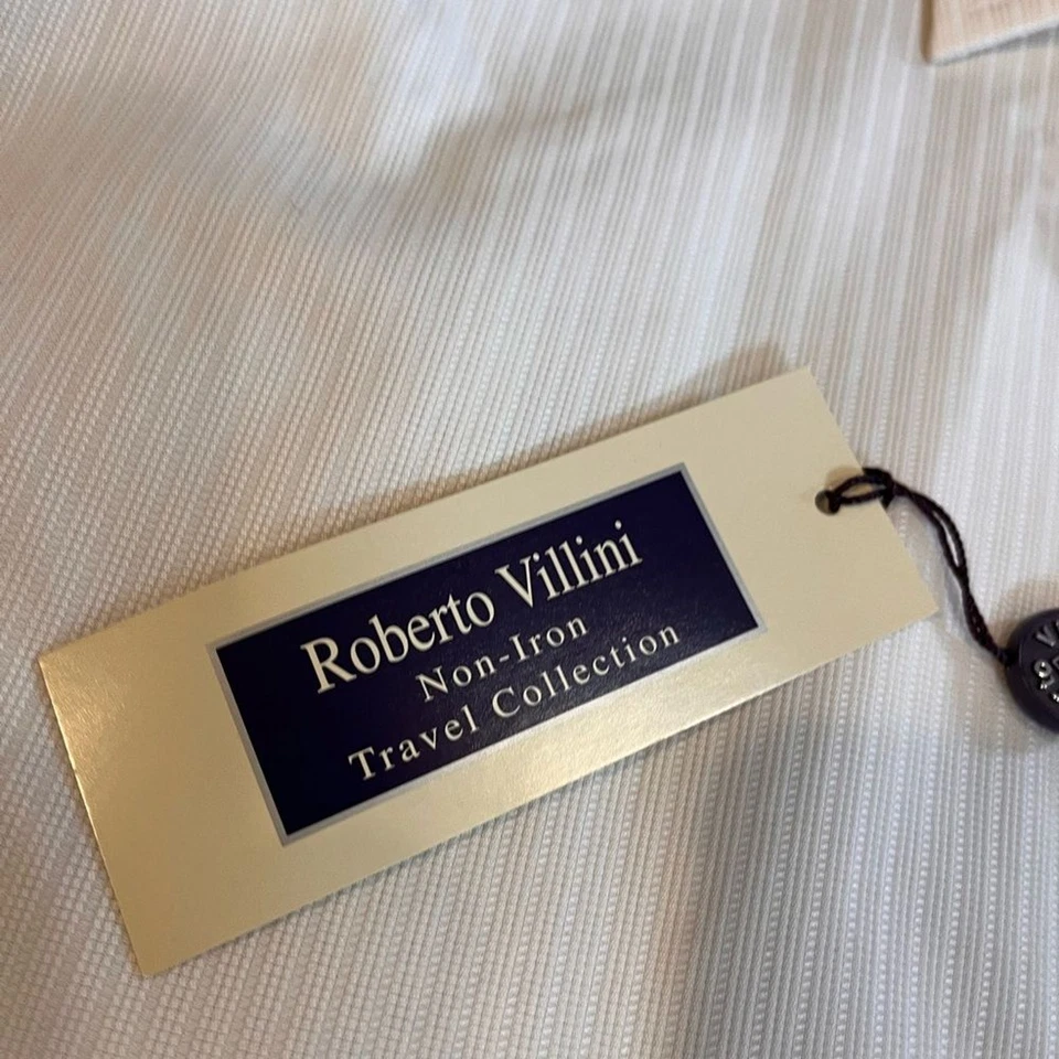 Camisa de vestir Roberto Villini para hombre 15.5 32-33 blanco roto sin planchar abotonada nueva con etiquetas Foto 4 de 4