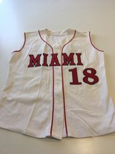 Game Worn Used Miami Red Hawks Baseball Jersey Vest Size L Or XL #18