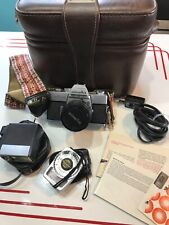 Vtg. Minolta Camera SRT 202 w/ Flash Light Meter Strap Carrying Case As-Is