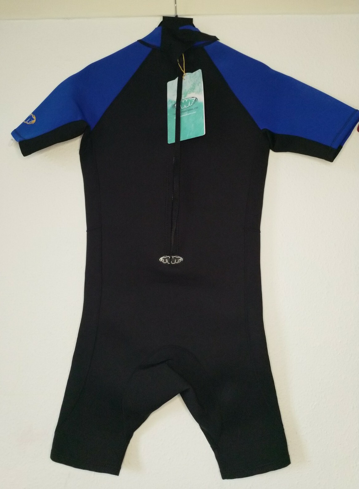 TWF Mens Shortie 2.5mm Adult Wetsuit Size Medium Black/Blue for sale