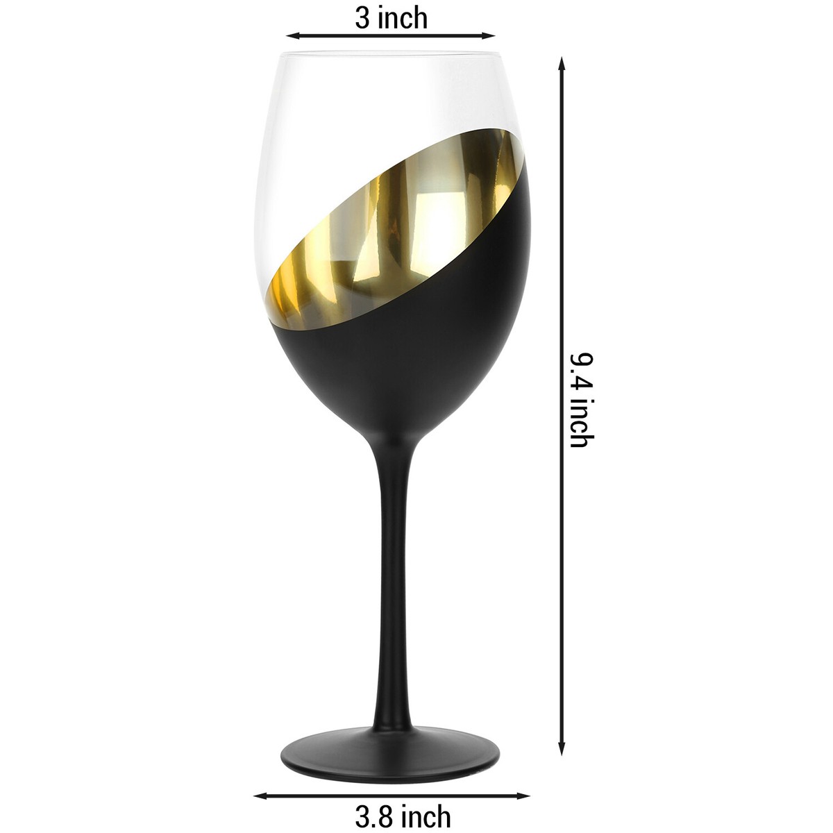14 Oz Matte Black and Gold Stemmed Titled Design Wine Glasses, Set of 4 |  eBay