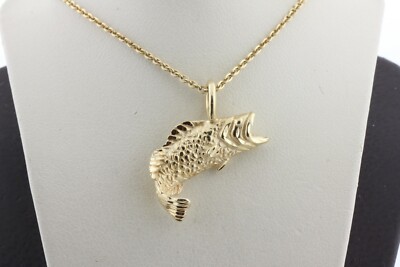 Michael Anthony 14K Yellow Gold Textured Open Mouth Koi Fish Charm Pendant  