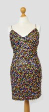 PRETTYLITTLETHING Sharlie Sequin Mini Slip Dress Cross Back Size 8 New