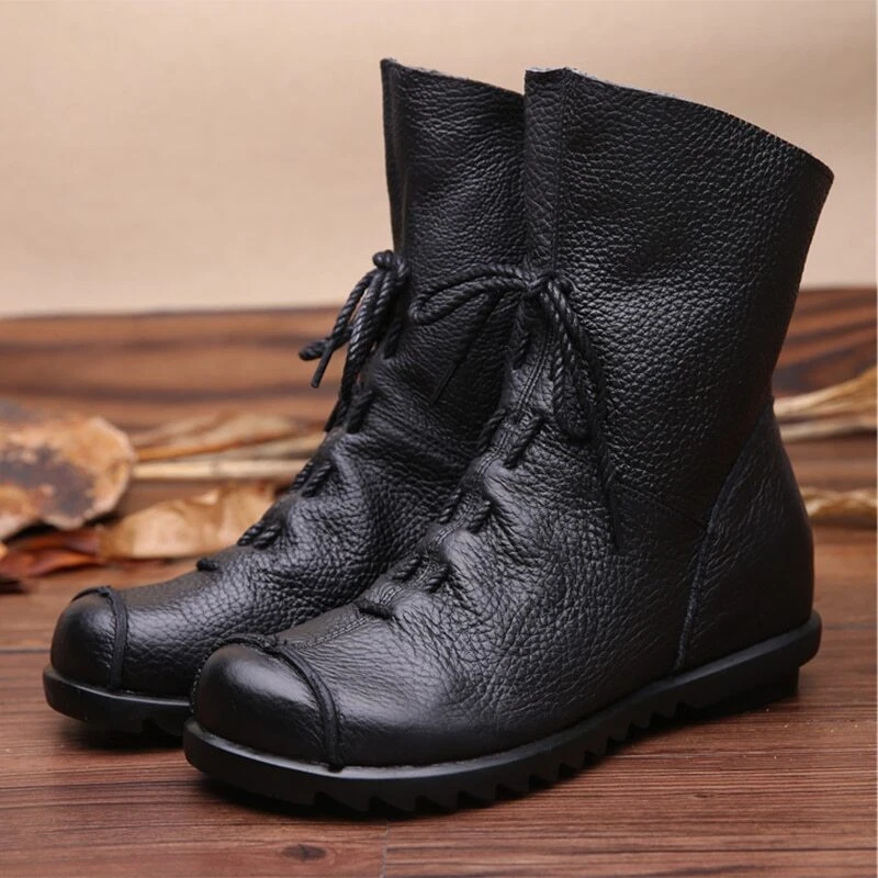 Genuine leather booties womens sale