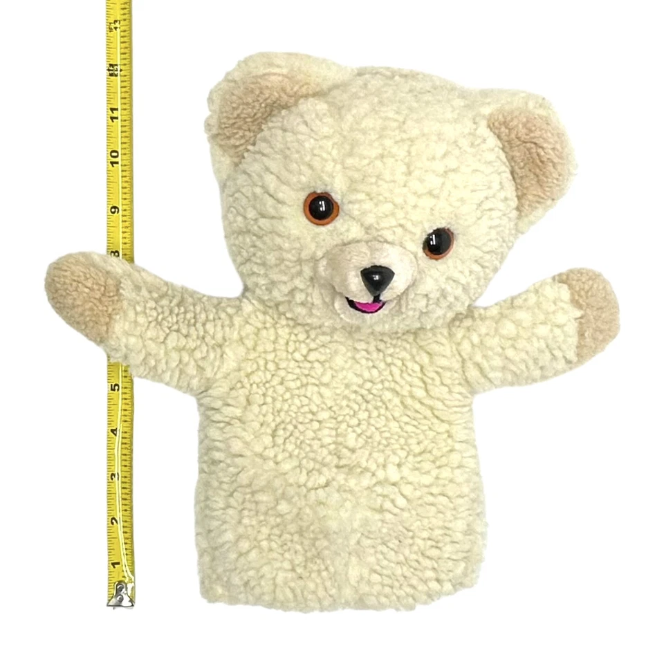 Marioneta de mano de felpa suavizante vintage Russ 1986 OSO ACURRUCADO palanca hermanos Foto 2 de 4