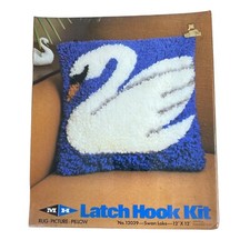 Vintage 1983 MH Yarns Inc Latch Hook Kit No 12039 Swan Lake 12  x12  