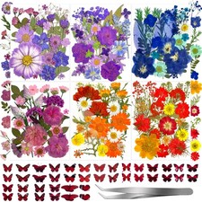 New Best 207 Pcs Dried Pressed Flowers for Crafts Resin, Bulk Natural Kit with