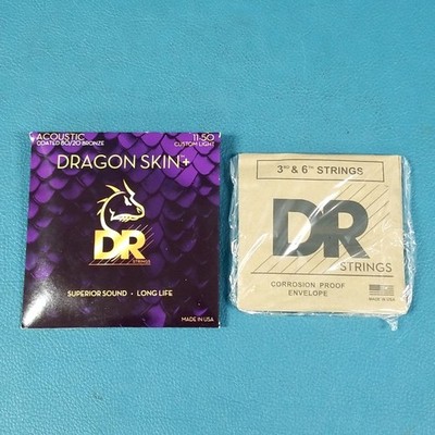New/Open Pack Dr Strings Dragon Skin+ Coated 80/20 Bronze 11-50 Custom Strings