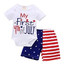 My First 4th of July Newborn Baby Boy Outfits American Flag 12-18 Months Red