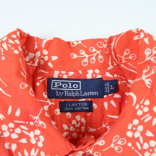 Polo Ralph Lauren Shirt Mens L Clayton Orange Floral Hawaiian Cotton Button Up - Picture 3 of 7