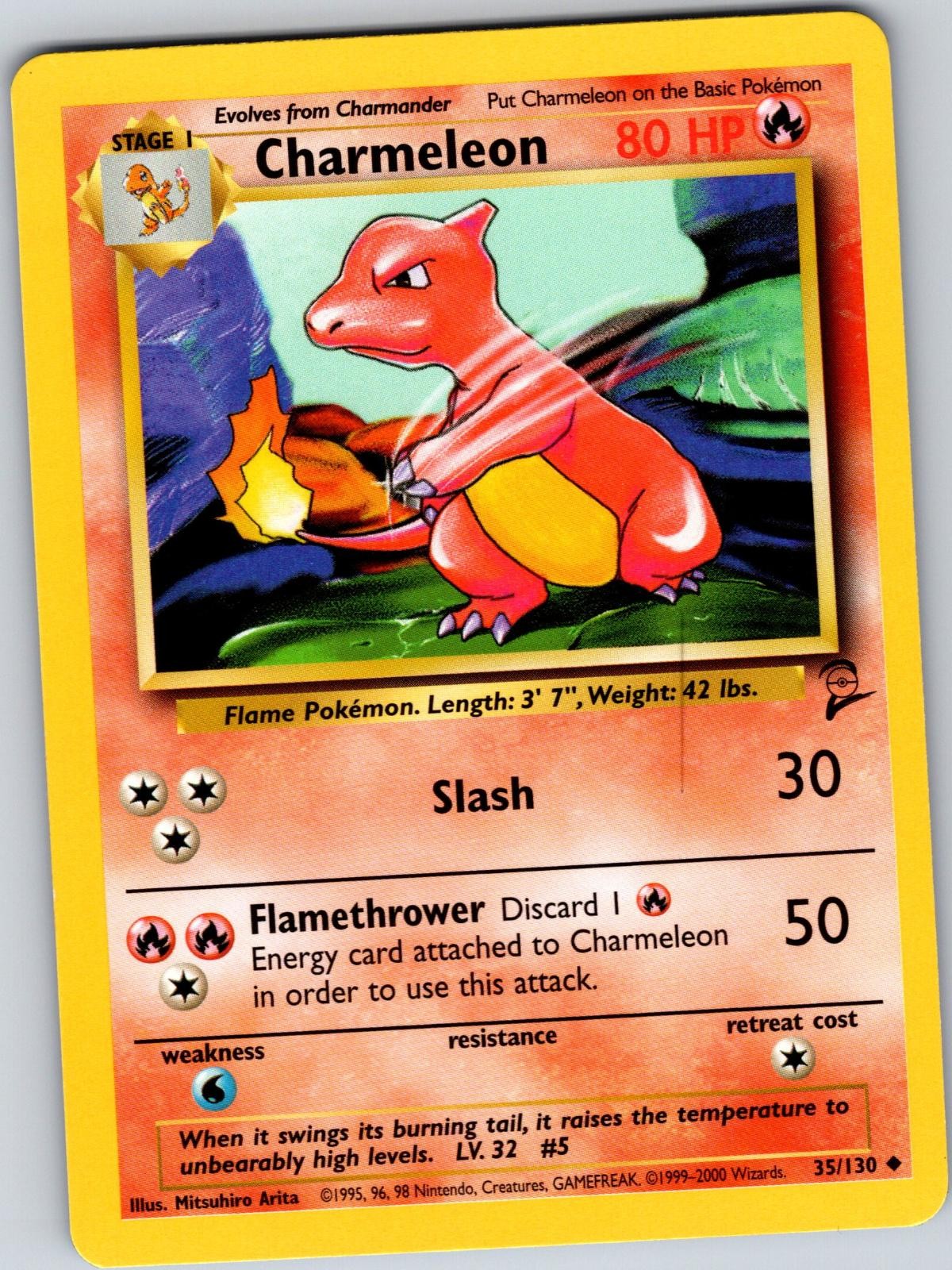 Charmeleon 35/130 Uncommon Base Set 2 Pokemon Lightly Played
