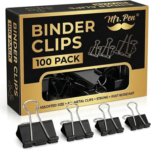 - Binder Clips, 100 Pcs, Assorted Sizes, Black Binder Paper Clips | Bulk