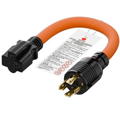 Plugrand 1FT Nema L14-30P 30Amp Locking Plug Male to 6-20R T-Blade Adapter