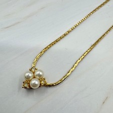 Christian Dior Akoya Pearl Necklace Gold Plated 37cm Womens From Japan