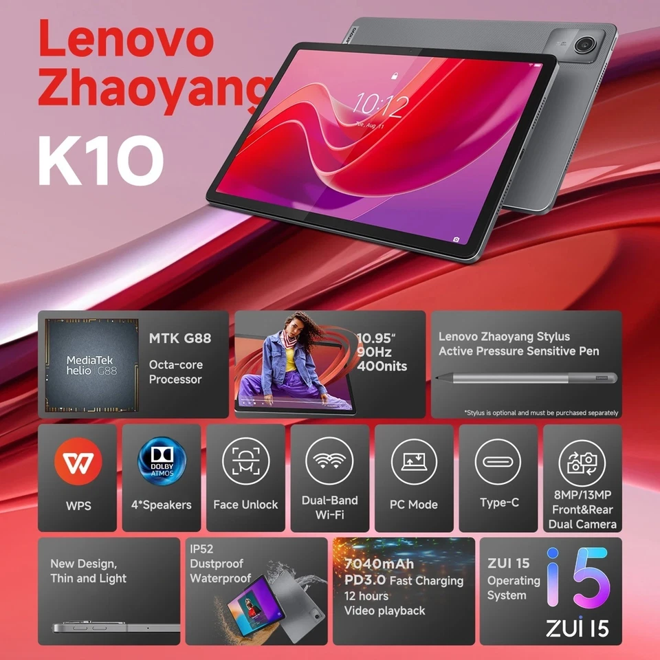 Lenovo Tab K10/M11 11 Zoll Tablet Android 13 WiFi 8GB RAM 128GB ROM Grau DE NEU - Bild 2 von 4