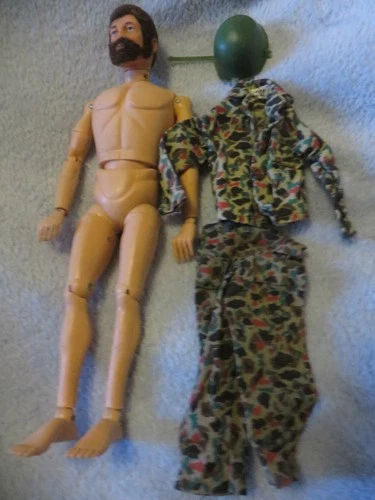 1964 Hasbro Gi Joe Action Figure Fuzzy Flocked Black Hair Beard