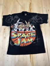 Vintage 1996 Space Jam Warner Bros Mens M Kids XL T-Shirt Movie Looney Tunes AOP