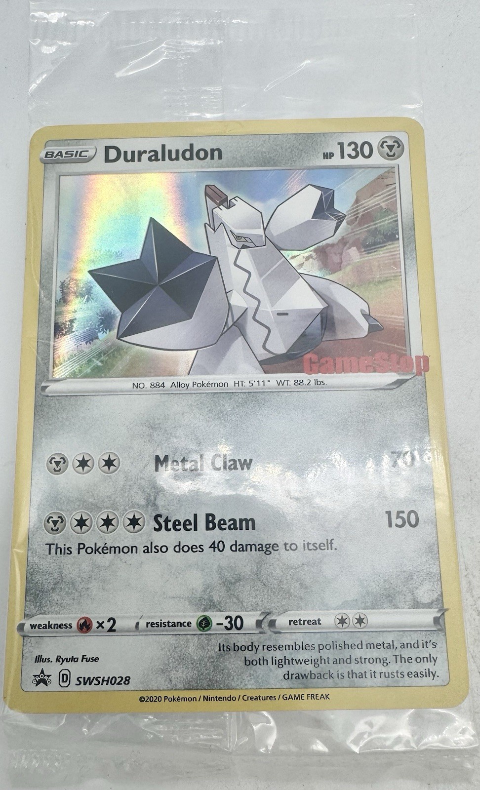 Pokemon Card - Duraludon GameStop Stamped Promo SWSH028 Sealed Promo