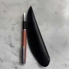 ONLINE brown mini fountain pen with leather p...