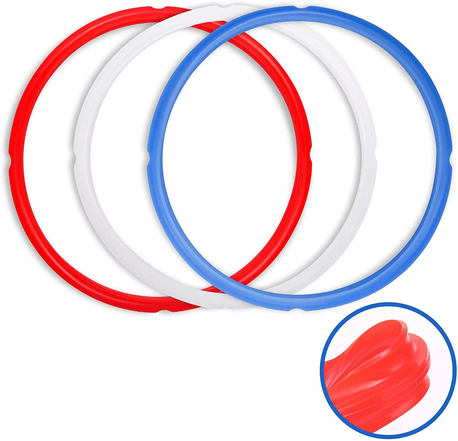 Sealing Rings for Instant Pot Accessories of 6 Qt Models - Red, BSlue and Clear,