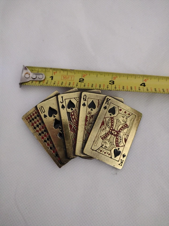 Hebilla de cinturón de cartas Royal Flush para hombre talla única de latón póker vaquero occidental Foto 2 de 3