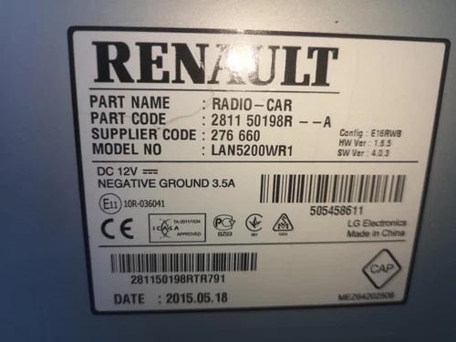 281150198R Sistema Audio/Radio Cd para RENAULT CAPTUR I Life 2015 804886 - Imagen 5 de 10