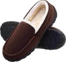 Mens Moccasin Slippers Memory Foam Warm Plush Fluffy Indoor Outdoor Shoes 78
