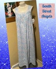 EILEEN WEST E5220072  WATERCOLOR  COTTON LAWN SLEEVELESS LONG GOWN SMALL